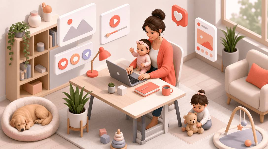 Remote Job for Mums Posting on Social