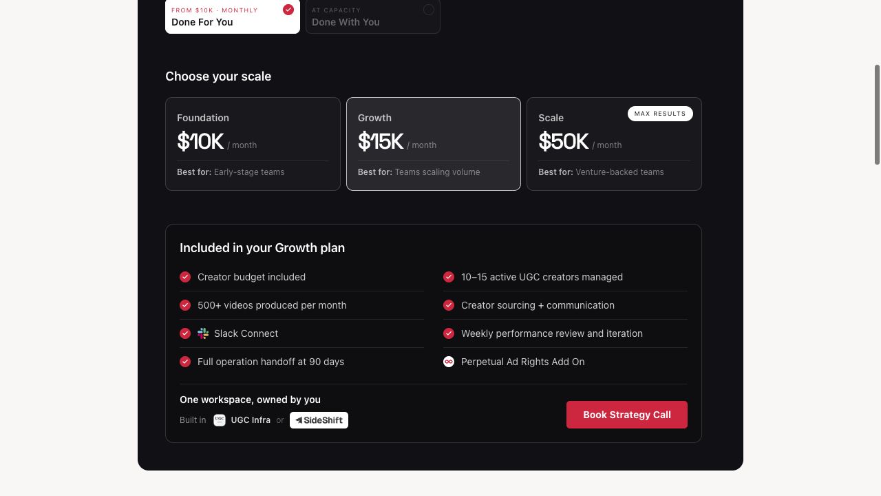 Adworkly Growth plan with managed price and listed inclusions