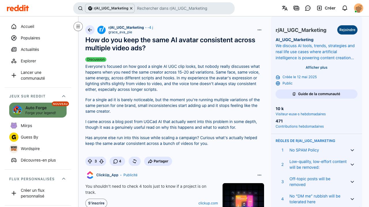 Public creator question about keeping an AI avatar consistent across video variations