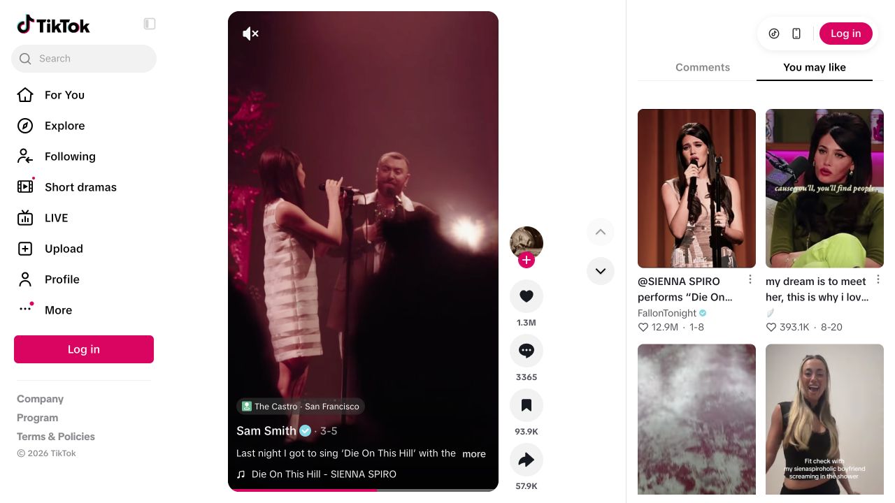 Sam Smith and Sienna Spiro performing together at the Castro
