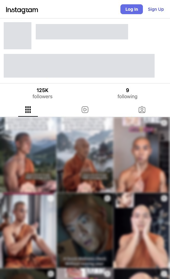 Anonymized Instagram acupressure profile with 125K followers and a grid of lightly blurred demonstration videos.